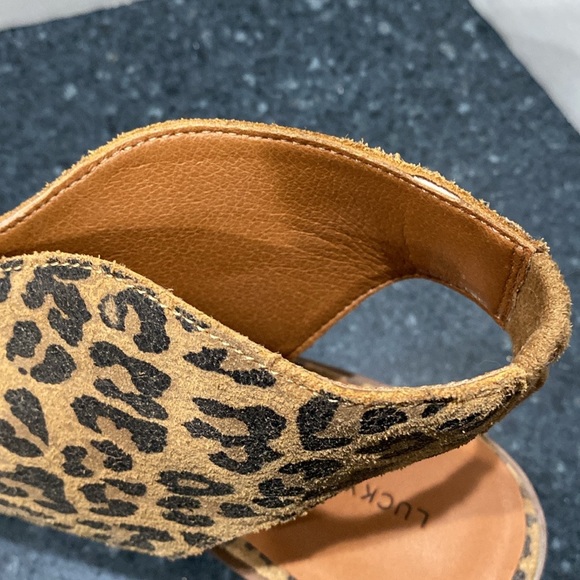 Lucky Brand “Terif” animal print : Leopard Leather Slingback Peep Toe Shoe NWOT! - Picture 9 of 12